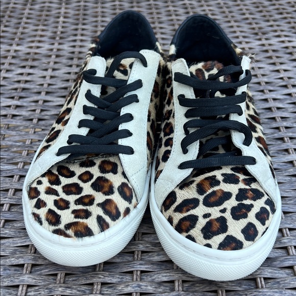 Zara Women’s Leopard Animal Print Tan Black Stylish Sneakers Size 7 - Picture 2 of 9